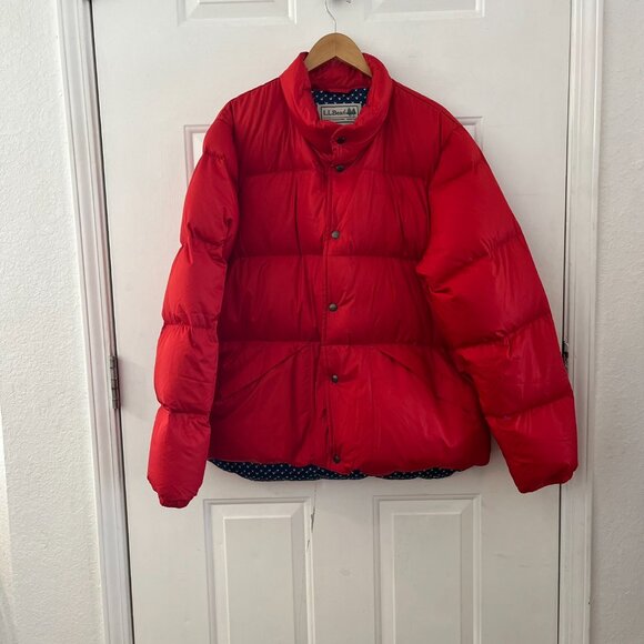LL Bean Woman's Red Downtek Downfilled Puffy Winter Packable Jacket Sz MXL - Picture 3 of 13